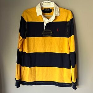 Polo Ralph Lauren Yellow and Navy Striped Polo Shirt
